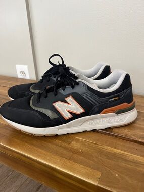 New Balance Men's Black, White & Orange Athletic Sneakers
